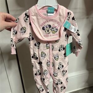 Disney Pink Mickey and Minnie Mouse Footie 0-3